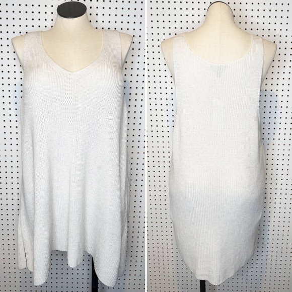 Eileen Fisher | NWT Peruvian Organic Cotton Blend V-Neck Shell in Chalk White 3X - Picture 3 of 9